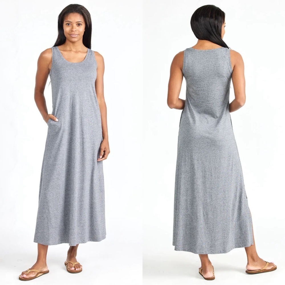 Free Fly • Bamboo Heritage Midi Dress maxi tank jersey knit Heather Flint grey - Picture 12 of 12